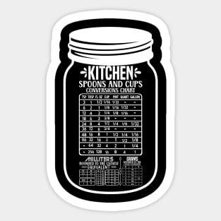 Kitchen Conversion Chart Measurements for Food Sticker